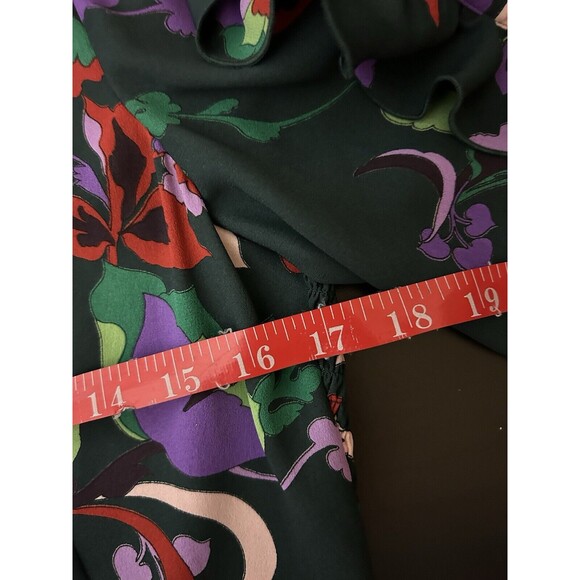 Kate Spade Fleur Nouveau Mini Dress Smocked Ruffle Green Women Size 4 Brunch - Picture 6 of 7